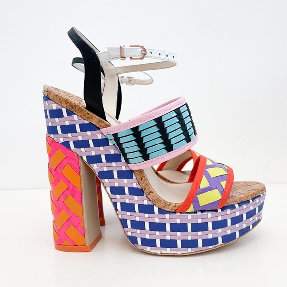 Sophia Webster Celia Platform Sandal Colorblock Multicolor Block Heel Rainbow - Picture 4 of 12